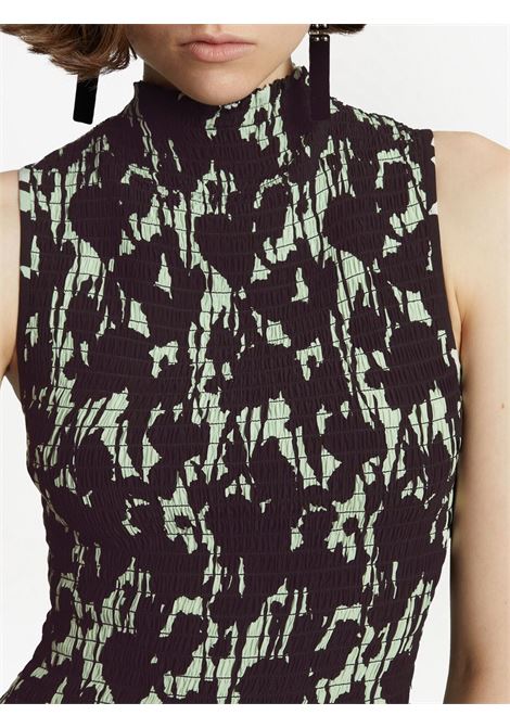 Black floral-print smocked minidress - women - PROENZA